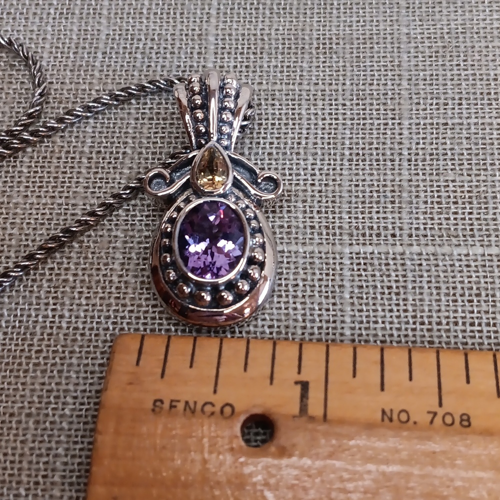 OC Tanner Sterling Silver Amethyst Pendant Necklace Pierced Earrings Set - Picture 12 of 15